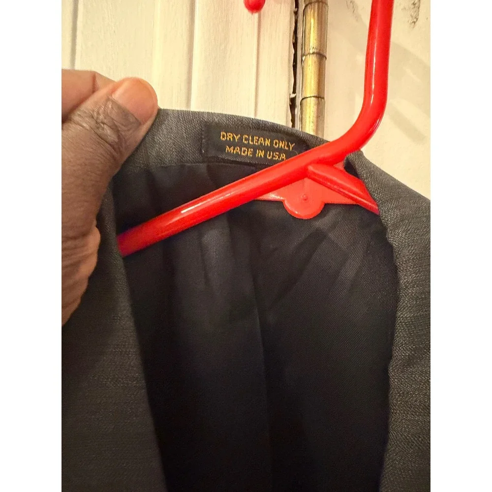 Cellini Collection Mens Gray Pinstripe Double Breasted Blazer Jacket Made in USA